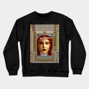 THEATER MASK,ANTIQUE ROMAN PAINTING WITH POMPEII MOSAICS PATCHWORK Crewneck Sweatshirt